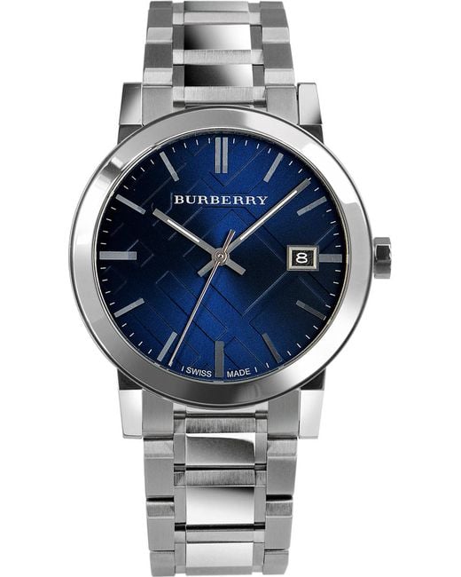 Burberry Bu9031 Stainless Steel Bracelet Watch in Blue for Men | Lyst