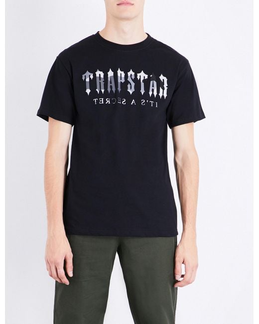 Trapstar Black Camo Decoded Cotton T-shirt for men
