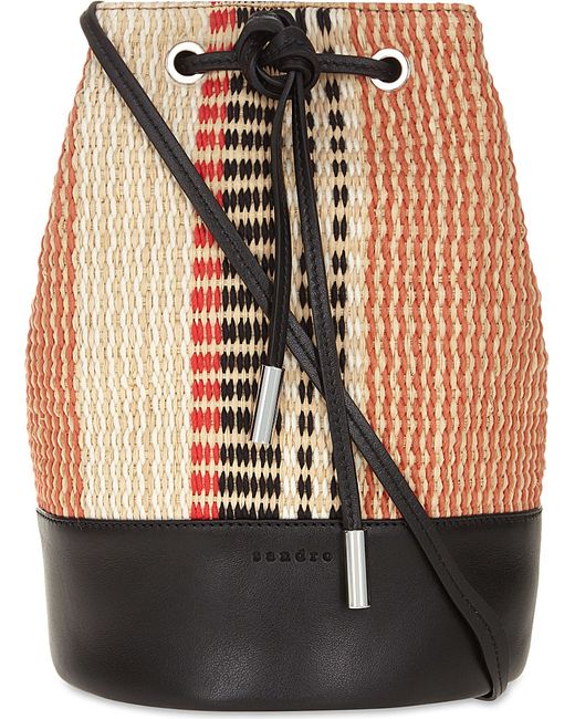 Sandro Natural Angel Woven Bucket Bag