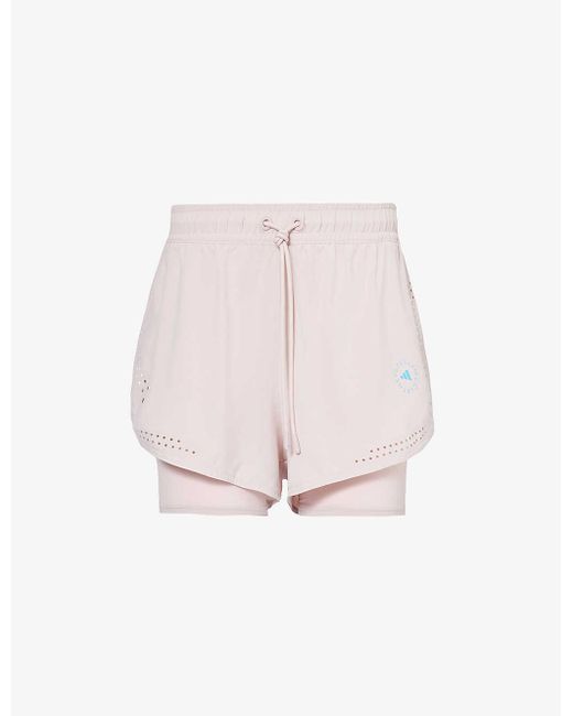 Adidas By Stella McCartney Pink Training Graphic-print Stretch-recycled-polyester Shorts