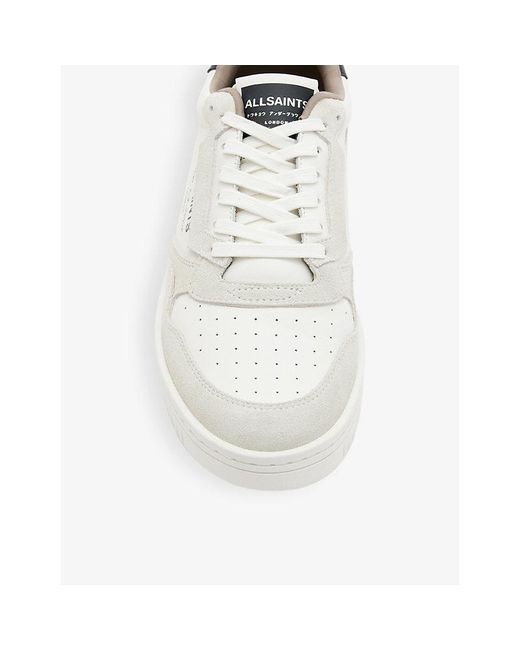AllSaints White Chalk/Bl Regan Logo-Print Leather Low-Top Trainers for men