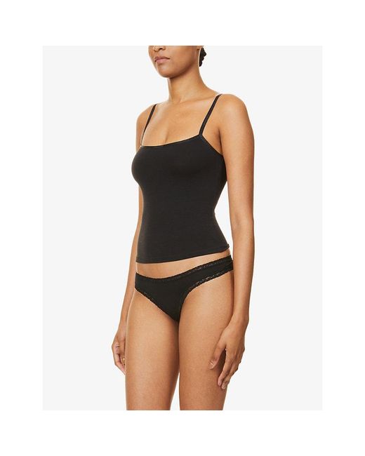 Stripe & Stare Black Low-Rise Pack Of Four Stretch-Modal Thongs