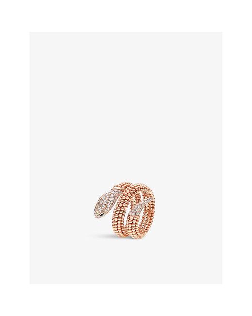 BVLGARI Pink Serpenti 18k Rose-gold, 0.89ct Brilliant-cut Diamond And Onyx Ring