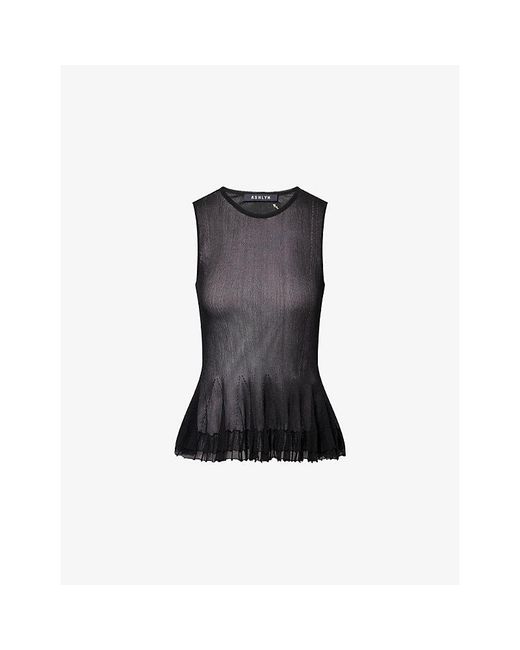 Ashlyn Black Bennett Peplum-Hem Knitted Top