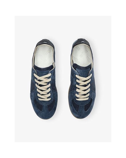 Maison Margiela Blue Replica Low Pro Suede Trainers for men
