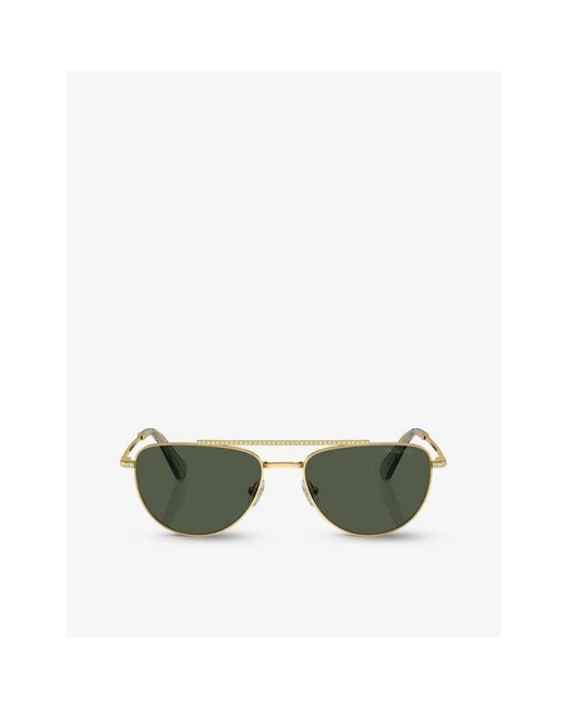 Swarovski Green Sk7007 Aviator-frame Metal Sunglasses