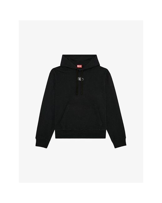 DIESEL Black S-macs-hood-od Metallic Logo-embossed Cotton-jersey Hoody for men