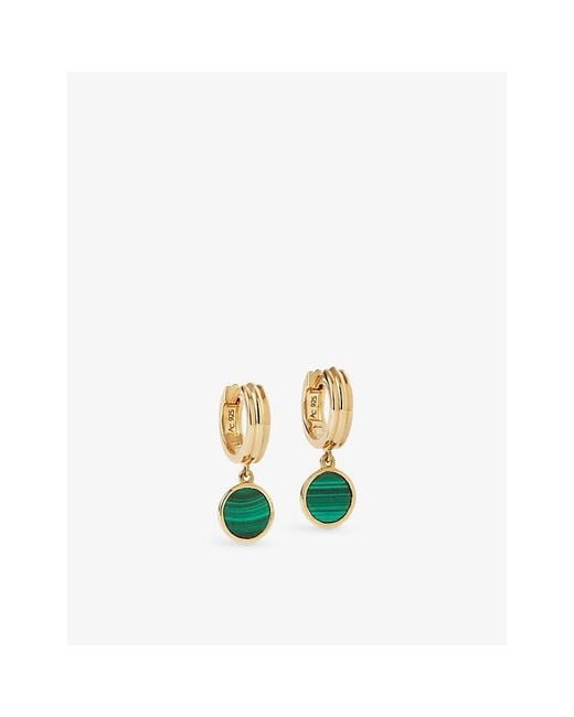 Astley Clarke White Stilla 18Ct And Malachite Drop Huggies