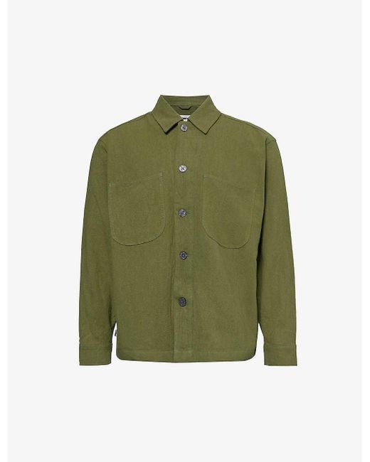 Obey Green Antonio Relaxed-fit Linen-blend Overshirt for men