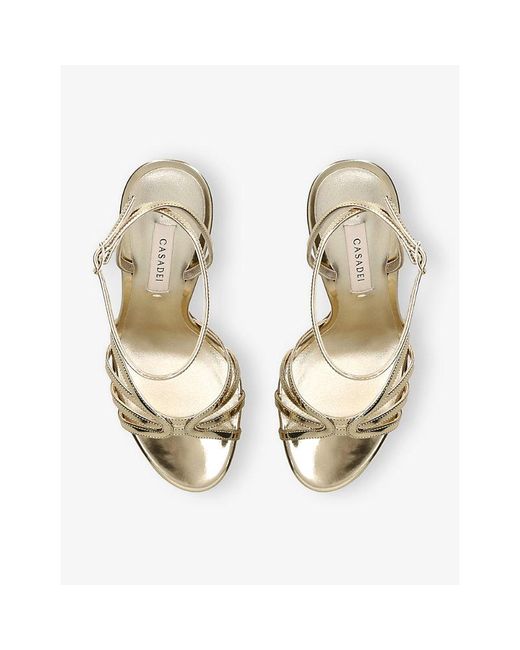 Casadei White Julia 100 Patent-Leather Heeled Sandals