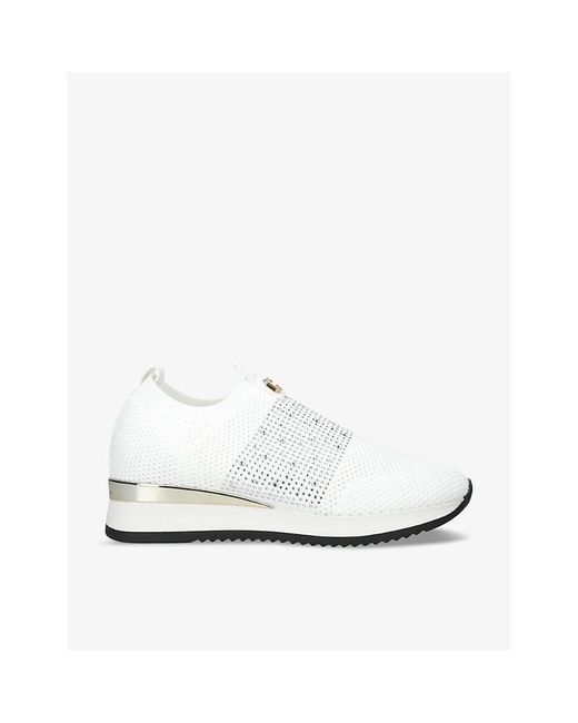 Carvela Kurt Geiger White Janeiro 2 Crystal-embellished Woven Low-top Trainers