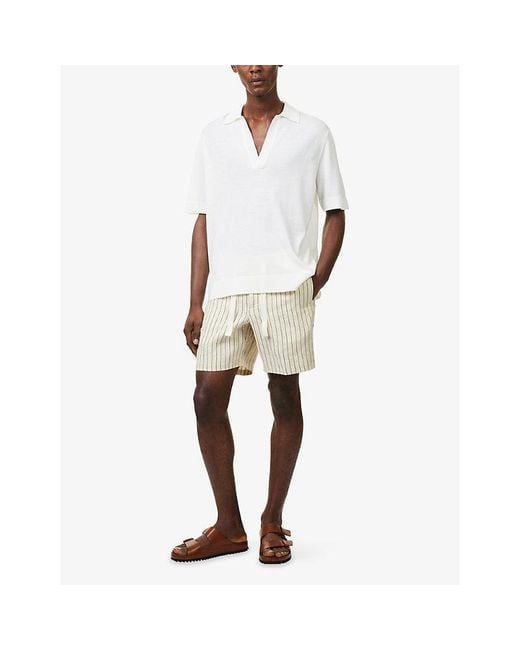 Orlebar Brown Natural Alex Striped Linen-And-Cotton Shorts for men