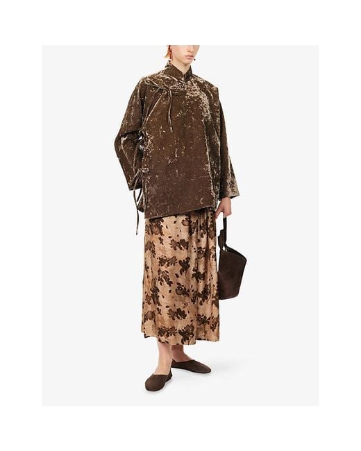Uma Wang Brown Kika Front-Tie Velvet Jacket