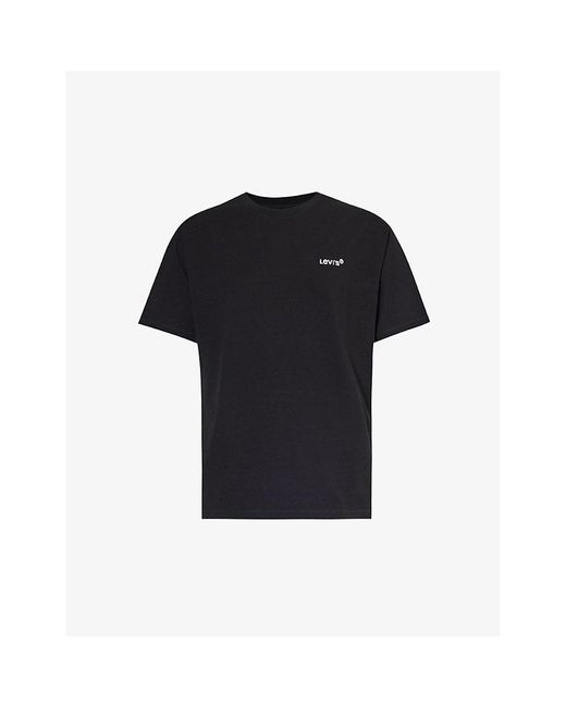 Levi's Black Brand-embroidered Crewneck Cotton-jersey T-shirt for men