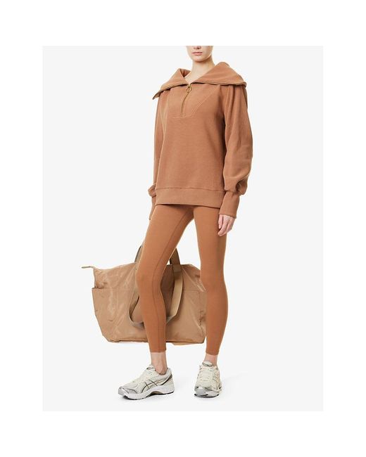 Varley Brown Let's Move 7/8 Printed High-Rise Stretch-Recycled Polyester Leggings