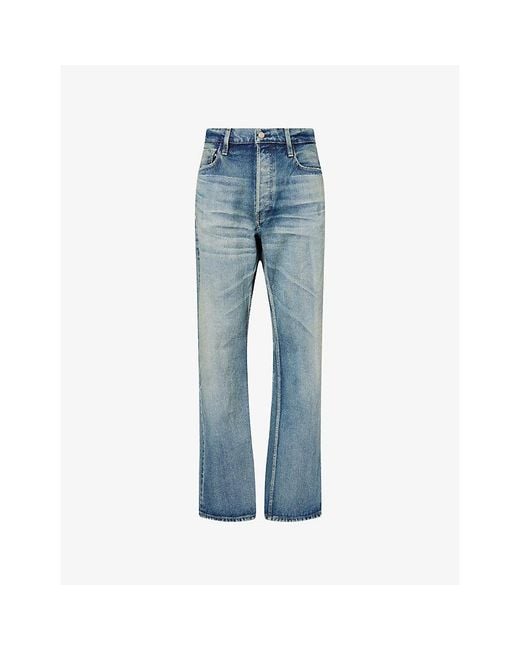 Fear Of God Blue Brand-Patch Straight-Leg Denim Jeans for men