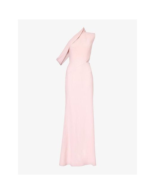 Alexander McQueen Pink Asymmetric Draped Cut-out Gown
