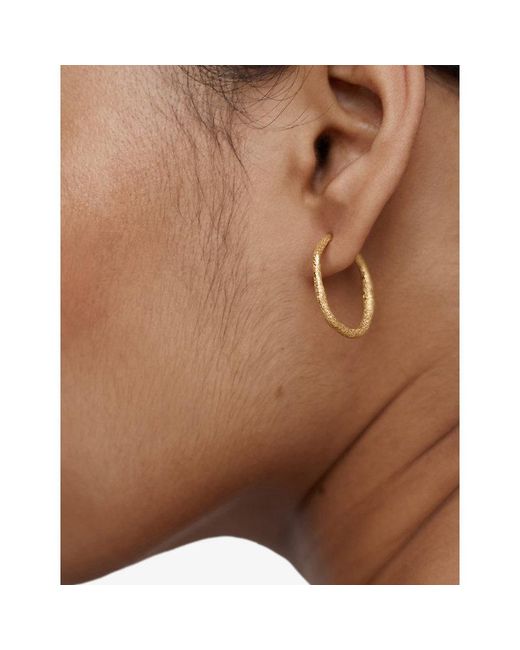 Monica Vinader Metallic Antica Textured Slim Medium 18Ct Vermeil Hoops