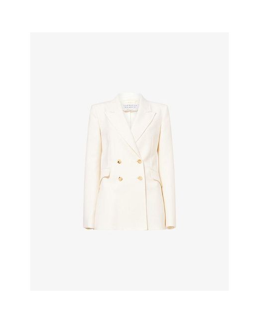 Gabriela Hearst White Stephanie Double-Breasted Wool Blazer