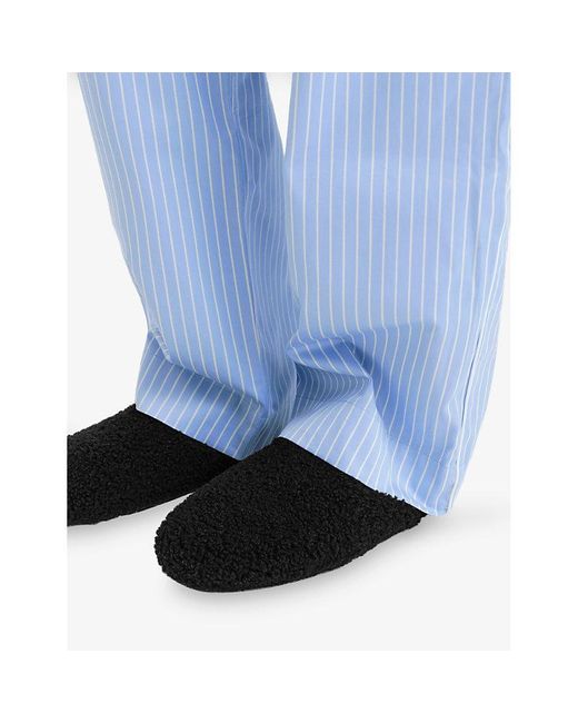 Tekla Black Cushioned Shearling Slippers