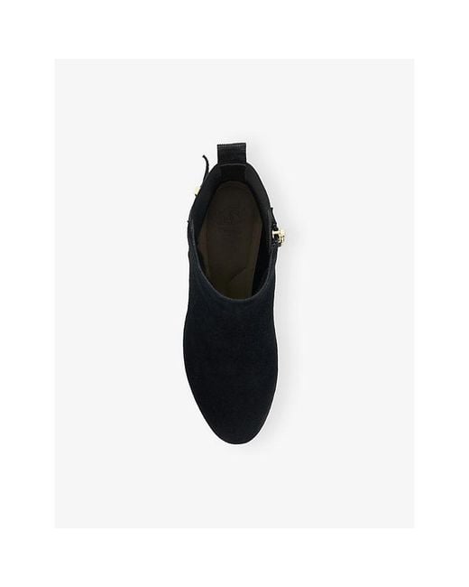 Dune Black Olens Suede Heeled Ankle Boots