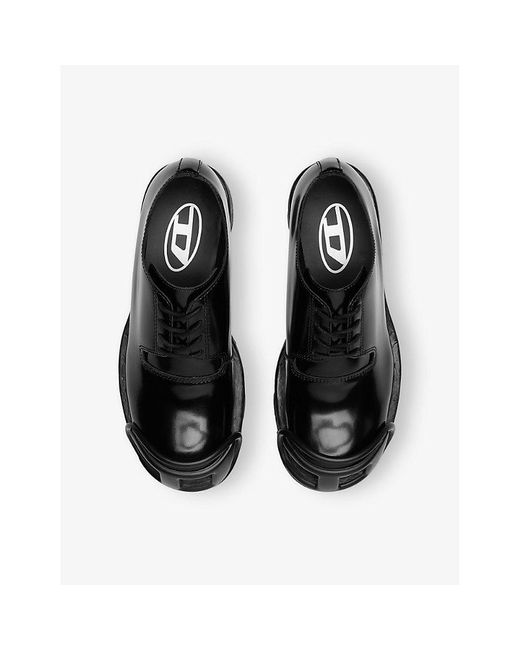 DIESEL Black D-Hammer So D Leather Shoes for men