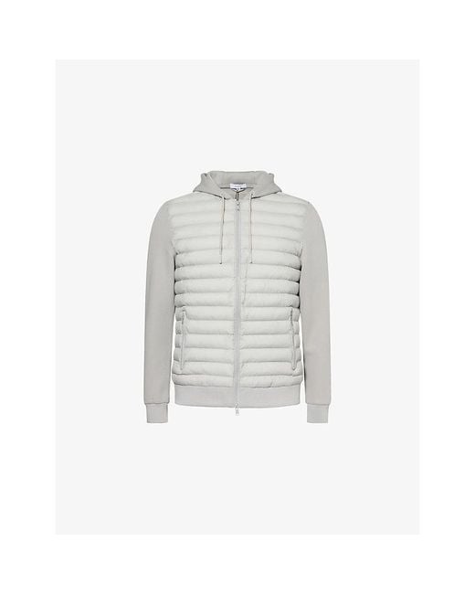 Arne White Hybrid Hooded Quilted Woven Jacket for men