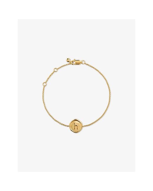 Monica Vinader Metallic Initial-F Stamp 18Ct-Vermeil Chain Bracelet