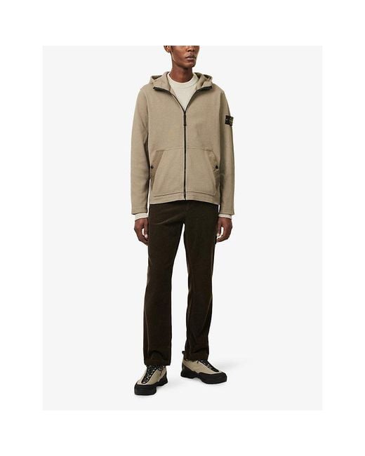 Stone Island Natural Compass-Badge Zip-Through Cotton Hoody for men