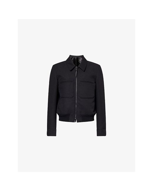 Tom Ford Black Battle Lacquered Wool And Silk-Blend Jacket for men