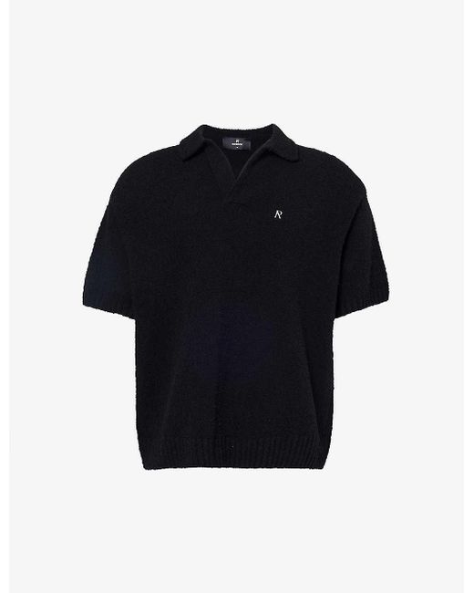 Represent Blue Branded-hardware Ribbed-trim Wool-blend Knitted Polo Shirt X for men
