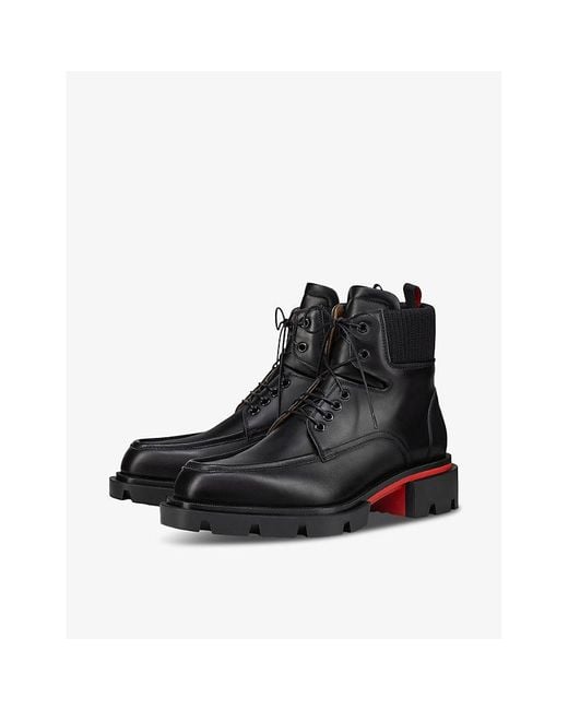 Christian Louboutin Black Our Walk Leather Ankle Boots for men