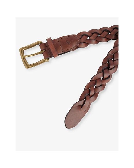 Polo Ralph Lauren Brown Logo-engraved Braided Leather Belt X for men