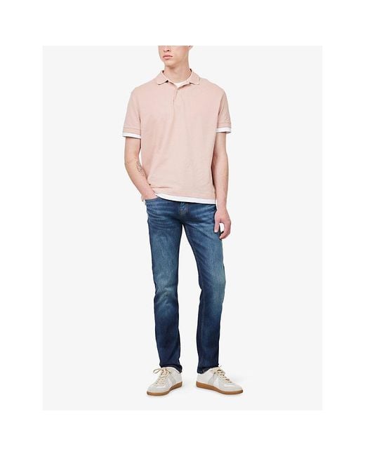 7 For All Mankind Blue Slimmy Tapered-Leg Stretch-Denim Jeans for men