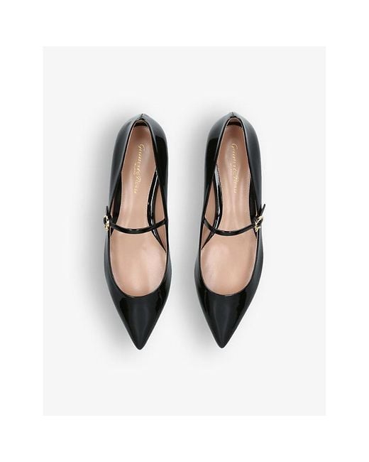 Gianvito Rossi Black Vernice Buckle-embellished Patent-leather Pumps