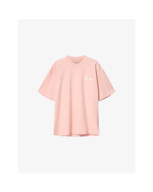 AllSaints Pink Odyssey Oversized Short-Sleeve Cotton-Jersey T-Shirt for men