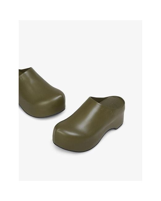 Marni Green Chunky Leather Clogs