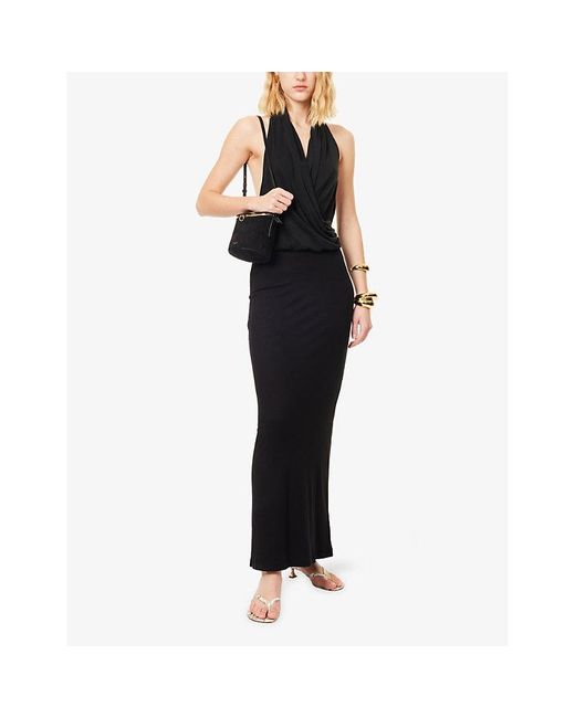 Dissh Felicity Halterneck Woven Midi Dress in Black | Lyst