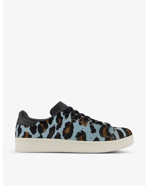 adidas Leather Stan Smith H Leopard-print Calf-hair Trainers in Black ...