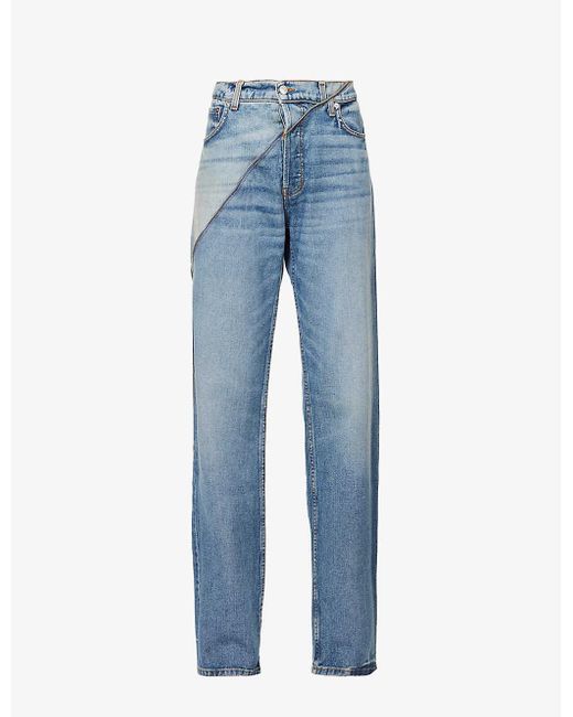 EB DENIM Blue Gemini Zip-embellished Straight-leg High-rise Jeans