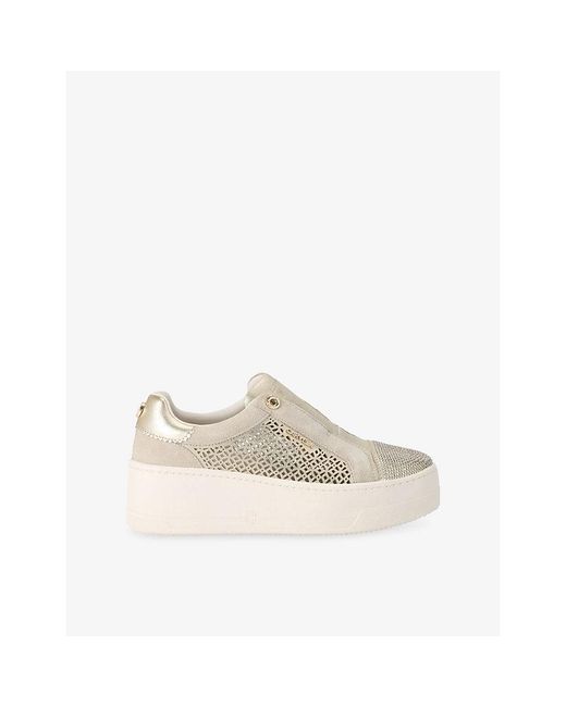Carvela Kurt Geiger Natural Connected Laser Faux-Leather Trainers