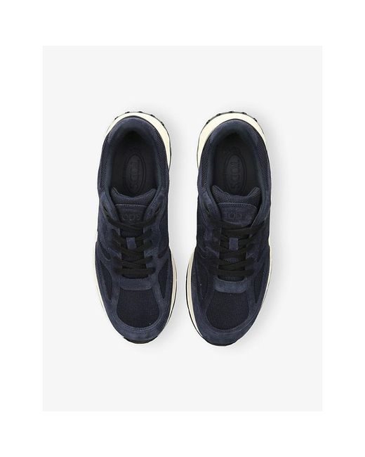 Tod's Blue Panelled Suede And Mesh Trainers for men
