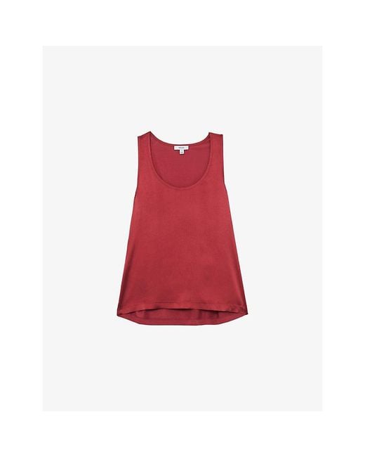 Reiss Red Ruby Sleeveless Stretch-Silk Top