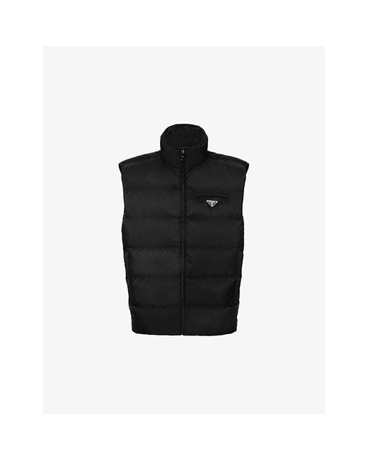 Prada Padded Triangle-Logo Re-Nylon Down Gilet in Black for Men
