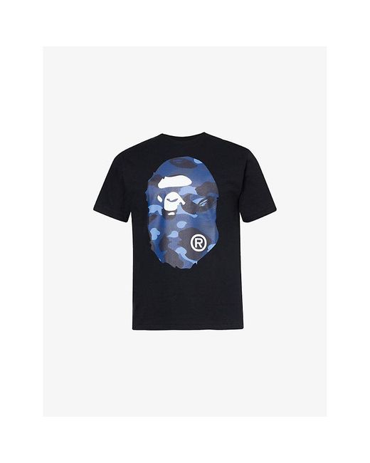 A Bathing Ape Blue Black X Vy Ape Head Cotton-jersey T-shirt X for men