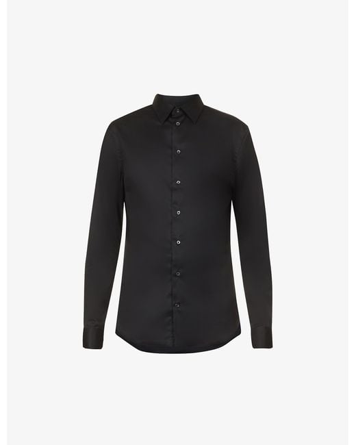 Emporio Armani Cotton Spread-collar Regular-fit Stretch-woven Shirt in ...