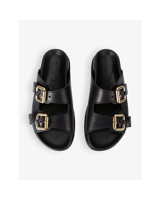Chloe Nil Double Strap Cowhide Mules in Black Lyst UK