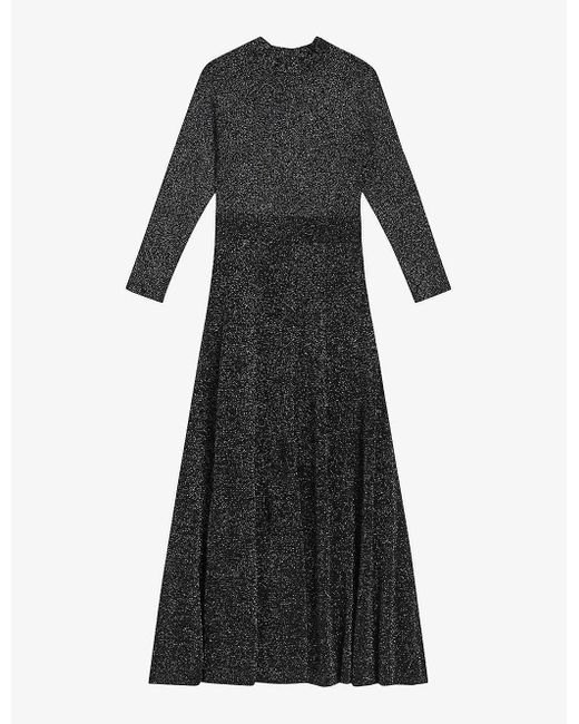 Ted Baker Black Kannie Metallic Stretch-knit Maxi Dress