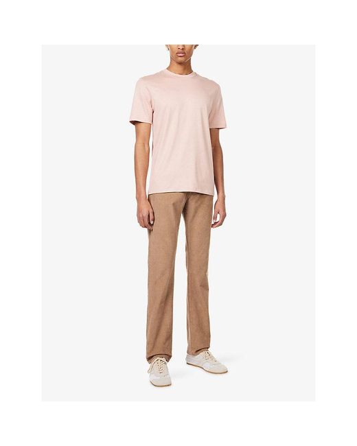 7 For All Mankind Pink Relaxed-Fit Crew-Neck Jersey T-Shirt for men