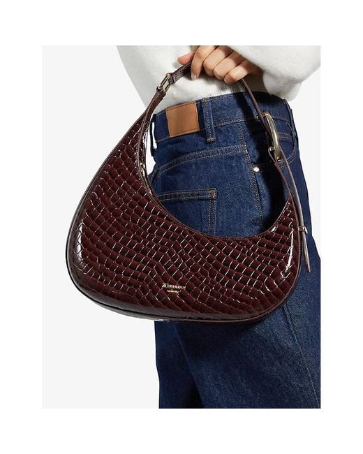 Dune Purple Bewilders Medium Crocodile-Embossed Leather Shoulder Bag